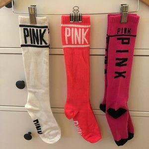 3 Pack PINK Victorias Secret Knee High Socks